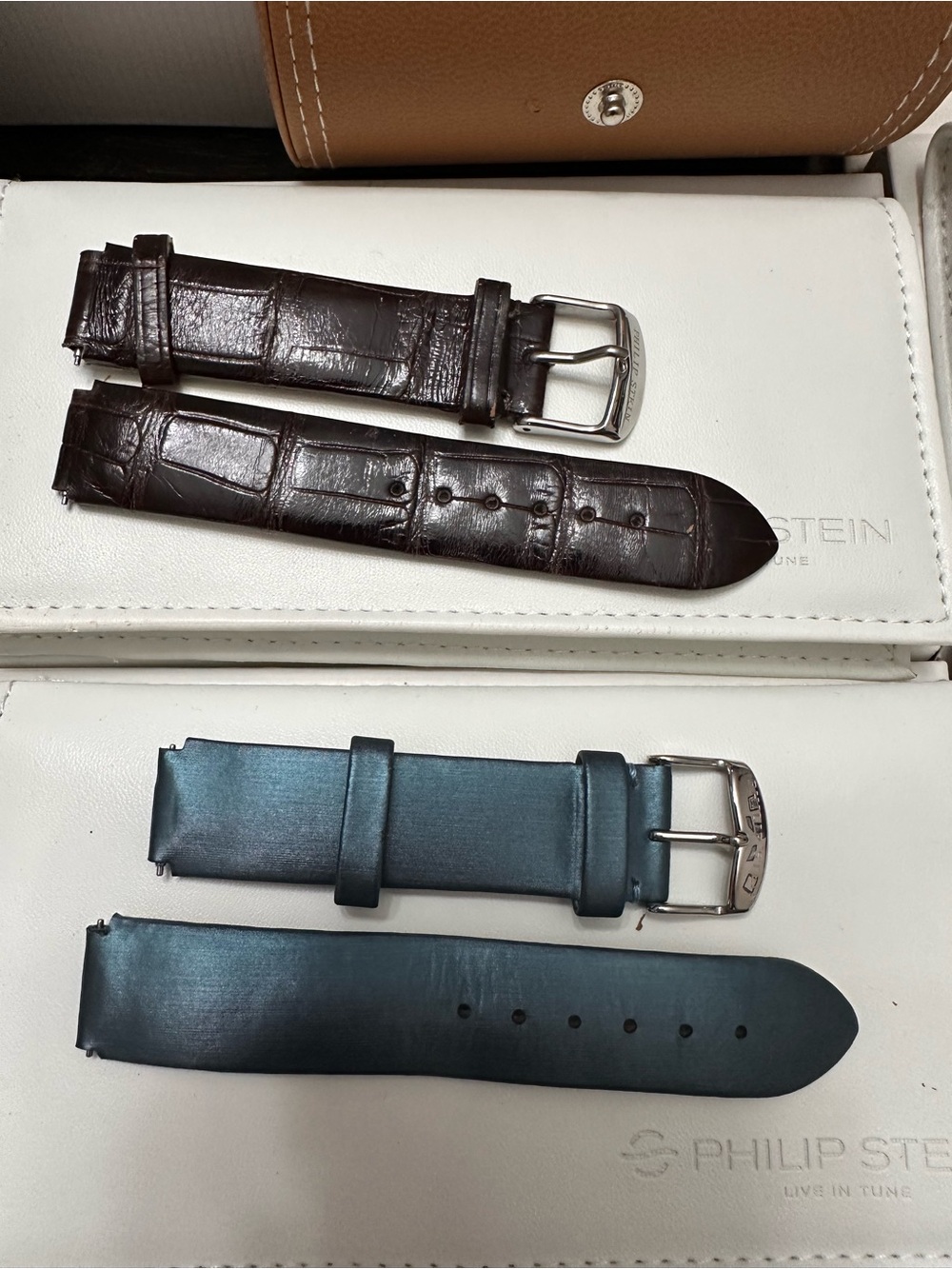 Philip Stein Signature Dual Time Diamond Watch Complete Set-5 Genuine Straps-box - Picture 5 of 16